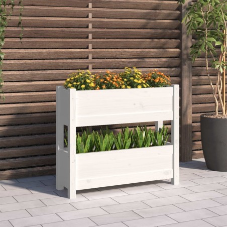 vidaXL Jardinera de madera maciza de pino blanco 77x25x66 cm