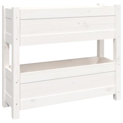 vidaXL Jardinera de madera maciza de pino blanco 77x25x66 cm