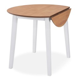 vidaXL Mesa de alas abatibles redonda MDF blanca