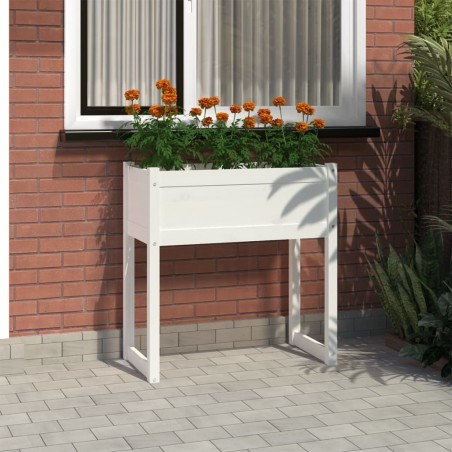 vidaXL Jardinera madera maciza de pino blanco 78x40x81 cm