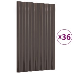 vidaXL Paneles de tejado 36 unidades acero recubierto marrón 60x36 cm