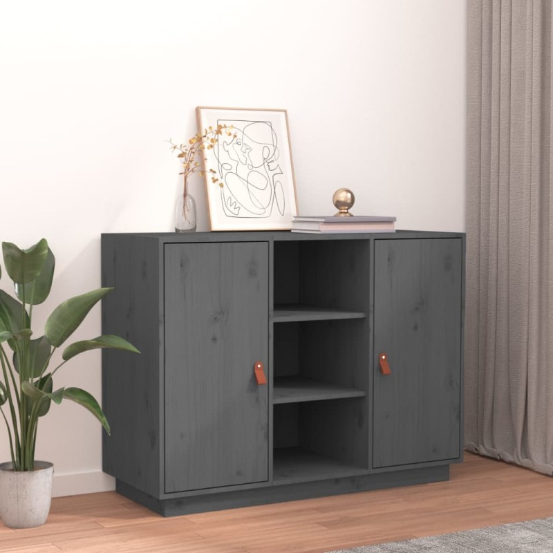vidaXL Aparador de madera maciza de pino gris 100x40x75 cm vidaXL Aparador de madera maciza de pino gris 100x40x75 cm