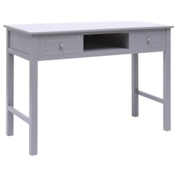 vidaXL Escritorio de madera maciza de Paulownia gris 108x45x76 cm