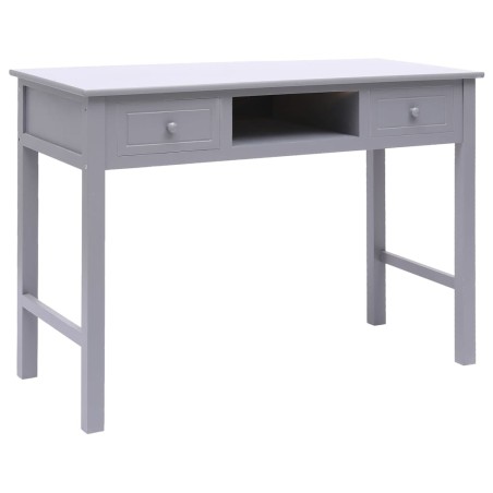 vidaXL Escritorio de madera maciza de Paulownia gris 108x45x76 cm