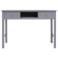 vidaXL Escritorio de madera maciza de Paulownia gris 108x45x76 cm