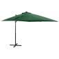 vidaXL Sombrilla voladiza con poste y luces LED 250 cm verde vidaXL Sombrilla voladiza con poste y luces LED 250 cm verde