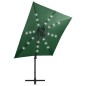 vidaXL Sombrilla voladiza con poste y luces LED 250 cm verde vidaXL Sombrilla voladiza con poste y luces LED 250 cm verde