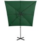 vidaXL Sombrilla voladiza con poste y luces LED 250 cm verde vidaXL Sombrilla voladiza con poste y luces LED 250 cm verde