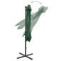 vidaXL Sombrilla voladiza con poste y luces LED 250 cm verde vidaXL Sombrilla voladiza con poste y luces LED 250 cm verde