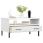 vidaXL Mesa de centro patas metal OSLO madera maciza blanco 85x50x45cm vidaXL Mesa de centro patas metal OSLO madera maciza blanco 85x50x45cm