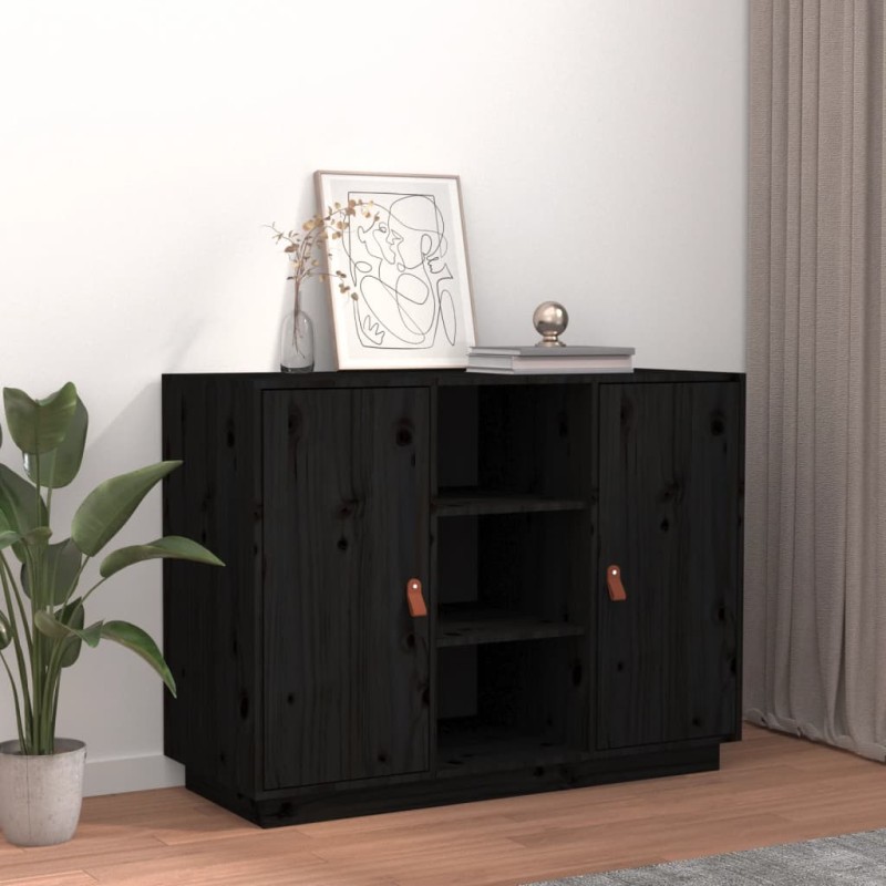vidaXL Aparador madera maciza de pino negro 100x40x75 cm vidaXL Aparador madera maciza de pino negro 100x40x75 cm
