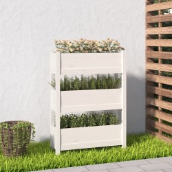 vidaXL Jardinera de madera maciza de pino blanco 77x25x104,5 cm