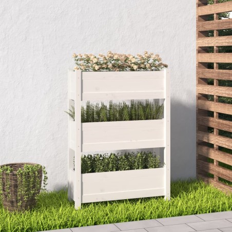 vidaXL Jardinera de madera maciza de pino blanco 77x25x104,5 cm