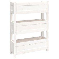 vidaXL Jardinera de madera maciza de pino blanco 77x25x104,5 cm