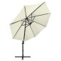 vidaXL Sombrilla voladiza con poste y luces LED arena 300 cm vidaXL Sombrilla voladiza con poste y luces LED arena 300 cm