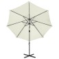 vidaXL Sombrilla voladiza con poste y luces LED arena 300 cm vidaXL Sombrilla voladiza con poste y luces LED arena 300 cm