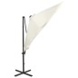 vidaXL Sombrilla voladiza con poste y luces LED arena 300 cm vidaXL Sombrilla voladiza con poste y luces LED arena 300 cm