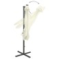 vidaXL Sombrilla voladiza con poste y luces LED arena 300 cm vidaXL Sombrilla voladiza con poste y luces LED arena 300 cm