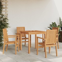 vidaXL Sillas de jardín apilables 4 uds madera de teca 56,5x57,5x91 cm