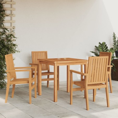 vidaXL Sillas de jardín apilables 4 uds madera de teca 56,5x57,5x91 cm
