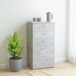 vidaXL Aparador con 6 cajones contrachapada gris hormigón 50x34x96cm