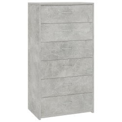 vidaXL Aparador con 6 cajones contrachapada gris hormigón 50x34x96cm