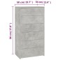 vidaXL Aparador con 6 cajones contrachapada gris hormigón 50x34x96cm vidaXL Aparador con 6 cajones contrachapada gris hormigón 50x34x96cm