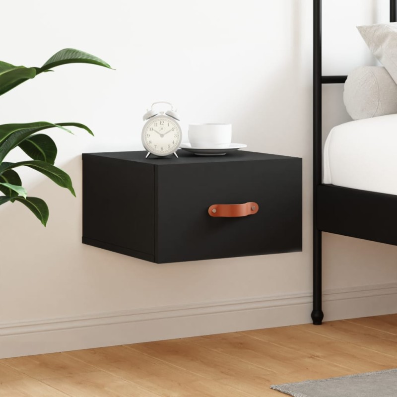 vidaXL Mesita de noche de pared negro 35x35x20 cm vidaXL Mesita de noche de pared negro 35x35x20 cm