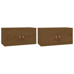 vidaXL Armario de pared 2 uds madera de pino marrón miel 60x30x30 cm