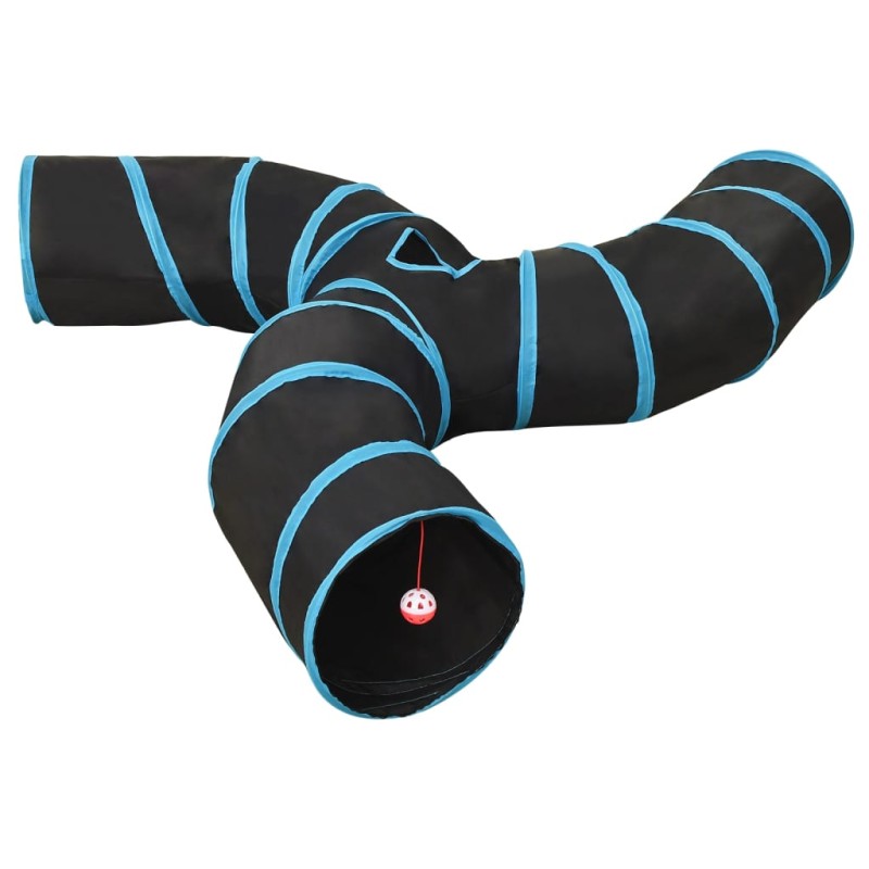 vidaXL Túnel para gatos con 3 salidas poliéster negro y azul 25 cm vidaXL Túnel para gatos con 3 salidas poliéster negro y azul 25 cm