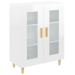 vidaXL Aparador de madera contrachapada blanco brillante 69,5x34x90 cm