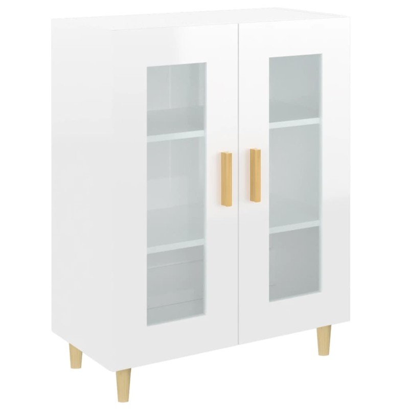 vidaXL Aparador de madera contrachapada blanco brillante 69,5x34x90 cm vidaXL Aparador de madera contrachapada blanco brillante 69,5x34x90 cm