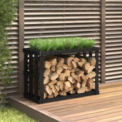 vidaXL Soporte para leña de exterior madera pino negro 108x52x74 cm