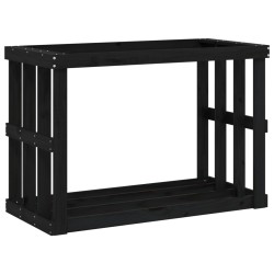 vidaXL Soporte para leña de exterior madera pino negro 108x52x74 cm