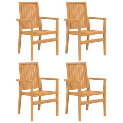 vidaXL Sillas de jardín apilables 4 uds madera de teca 56,5x57,5x91 cm