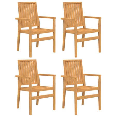 vidaXL Sillas de jardín apilables 4 uds madera de teca 56,5x57,5x91 cm