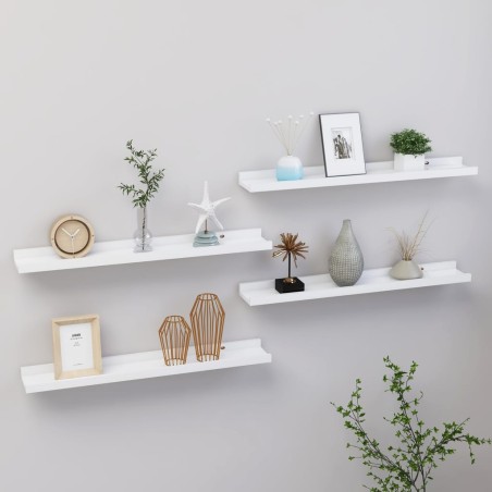vidaXL Estantes de pared 4 unidades blanco 60x9x3 cm