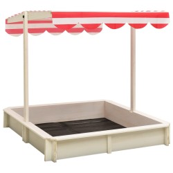 vidaXL Arenero con tejado ajustable madera abeto blanco y rojo UV50