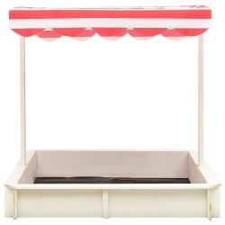 vidaXL Arenero con tejado ajustable madera abeto blanco y rojo UV50