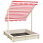 vidaXL Arenero con tejado ajustable madera abeto blanco y rojo UV50