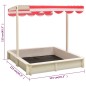 vidaXL Arenero con tejado ajustable madera abeto blanco y rojo UV50