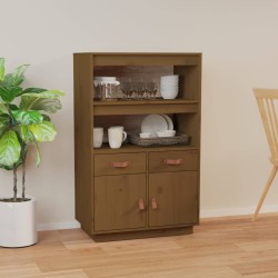 vidaXL Aparador de madera maciza de pino marrón miel 67x40x108,5 cm