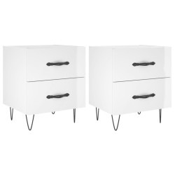 vidaXL Mesita noche 2 uds madera ingeniería blanco brillo 40x35x47,5cm