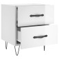vidaXL Mesita noche 2 uds madera ingeniería blanco brillo 40x35x47,5cm vidaXL Mesita noche 2 uds madera ingeniería blanco brillo 40x35x47,5cm