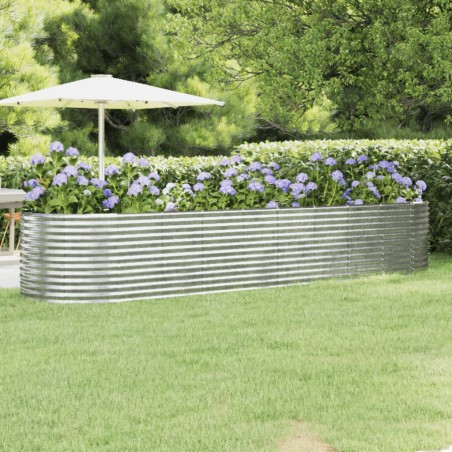 vidaXL Jardinera arriate acero recubrimiento polvo plata 396x100x68 cm