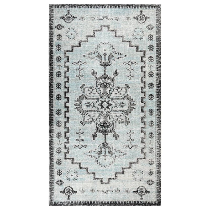 vidaXL Alfombra de exterior tejido plano verde y gris 115x170 cm