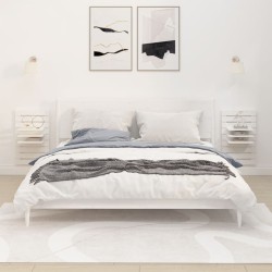 vidaXL Estantes mesitas de pared 2 uds madera maciza de pino blanco