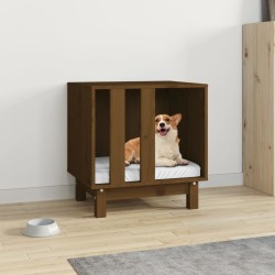 vidaXL Cama para perros madera maciza pino marrón miel 50x40x52 cm