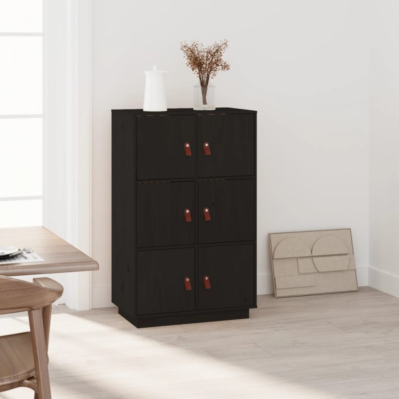 vidaXL Aparador de madera maciza de pino negro 67x40x108,5 cm vidaXL Aparador de madera maciza de pino negro 67x40x108,5 cm