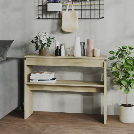 vidaXL Mesa consola madera contrachapada roble Sonoma 102x30x80 cm